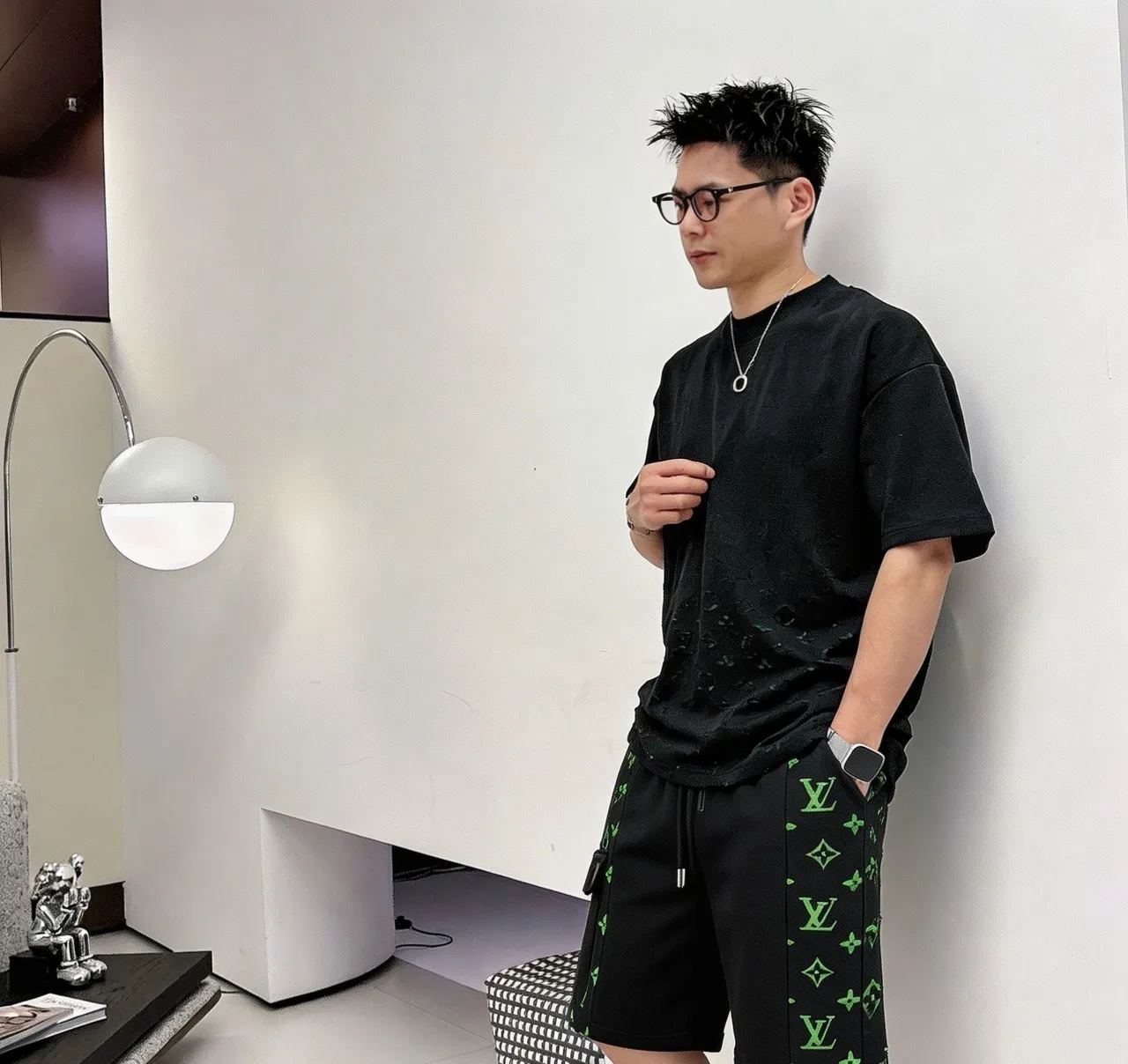 Louis Vuitton/Louis Vuitton presbyopia burnt flower overalls shorts